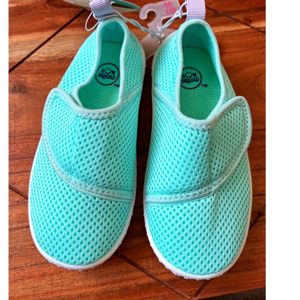 Toddler Kids Sun Squad Aqua‎ Water Shoes M 7/8 Teal Purple Hook and Loop